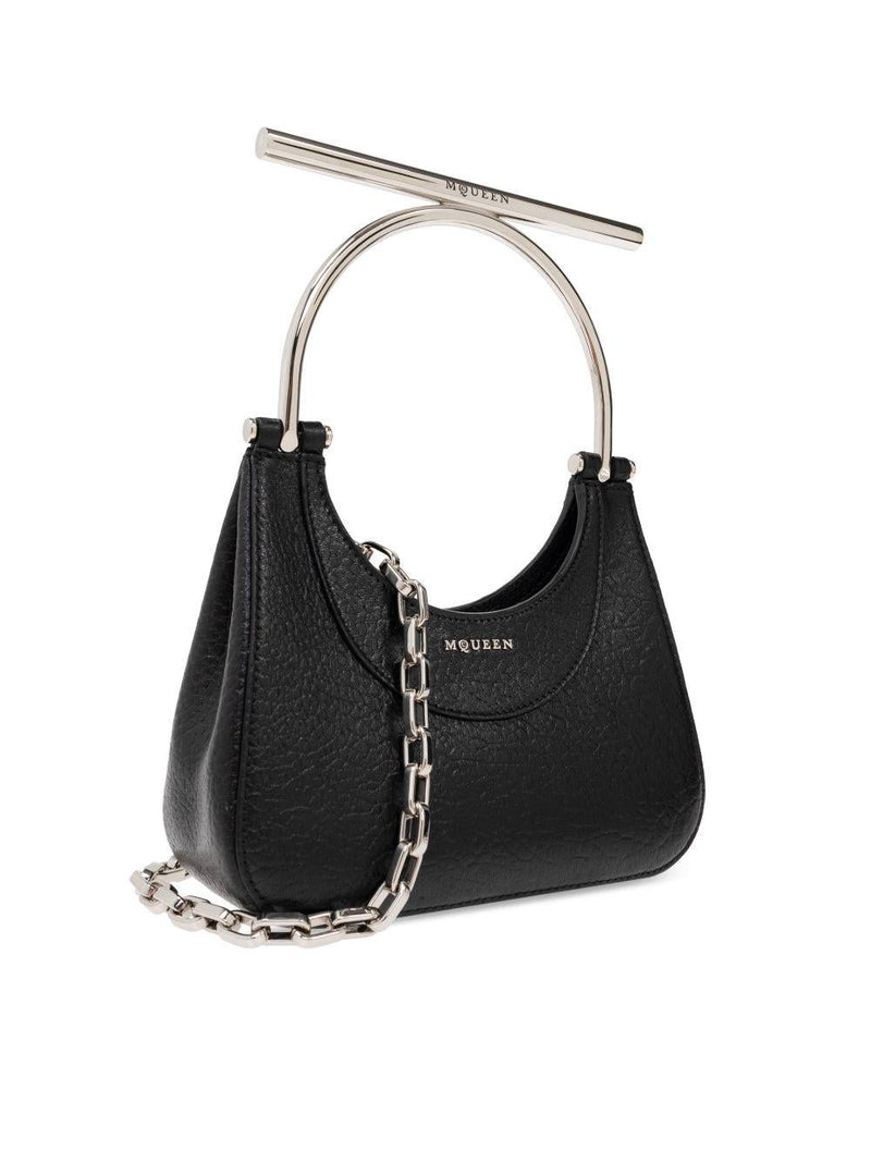 Alexander Mcqueen T-Bar Mini Shoulder Bag — Black Lambskin