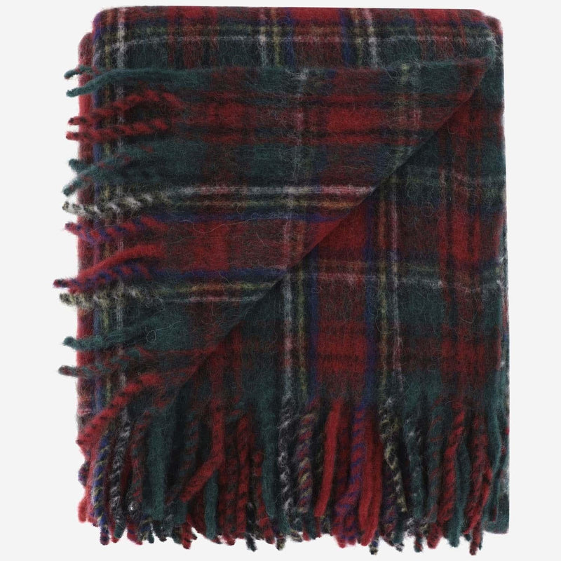 Saint Laurent Wool Blend Check Scarf — Red Alpaca Scarfs