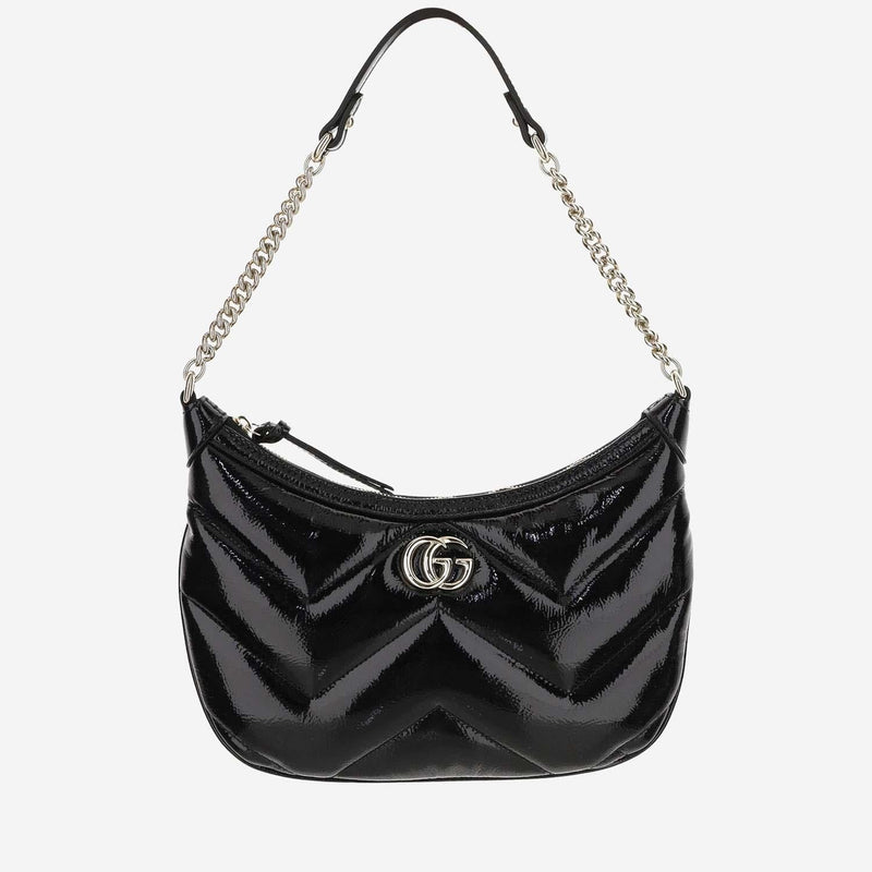 Gucci Gg Marmont Shoulder Bag — Black Leather