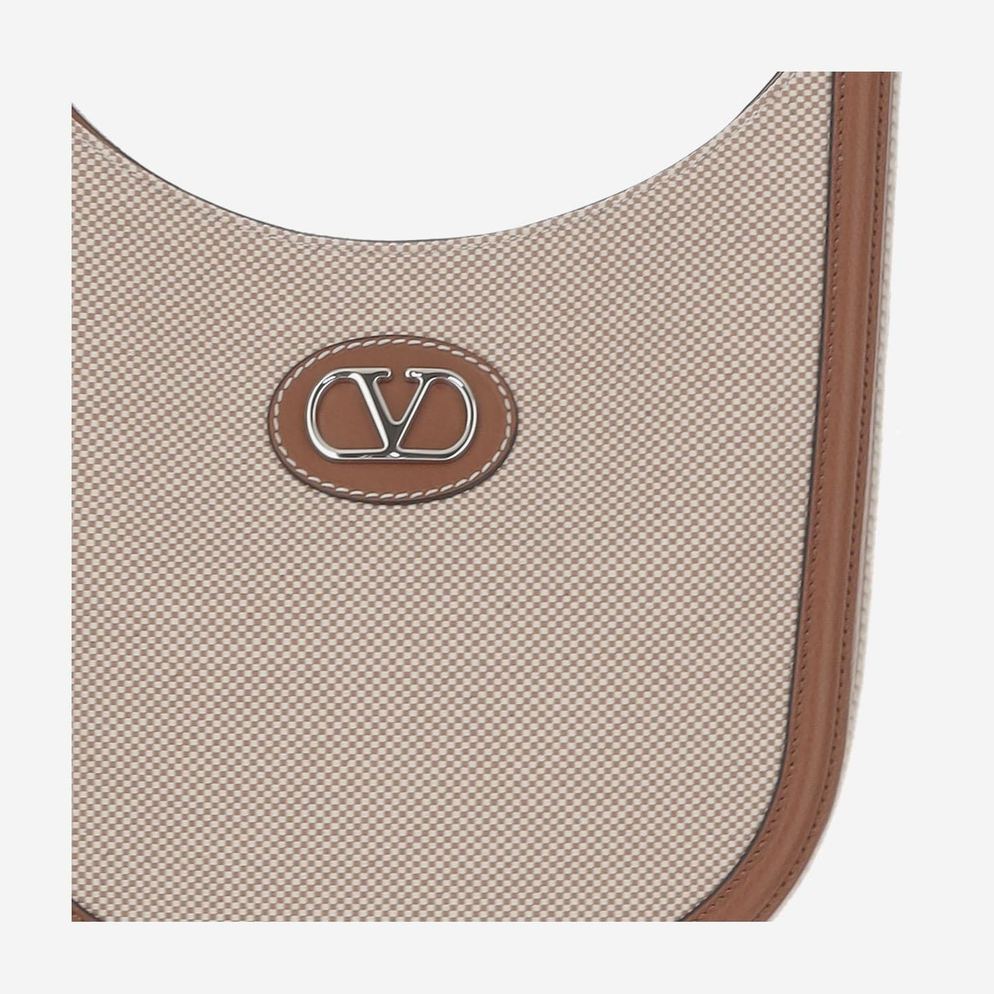 Valentino Garavani Vlogo Shoulder Bag — Beige Cotton; Leather