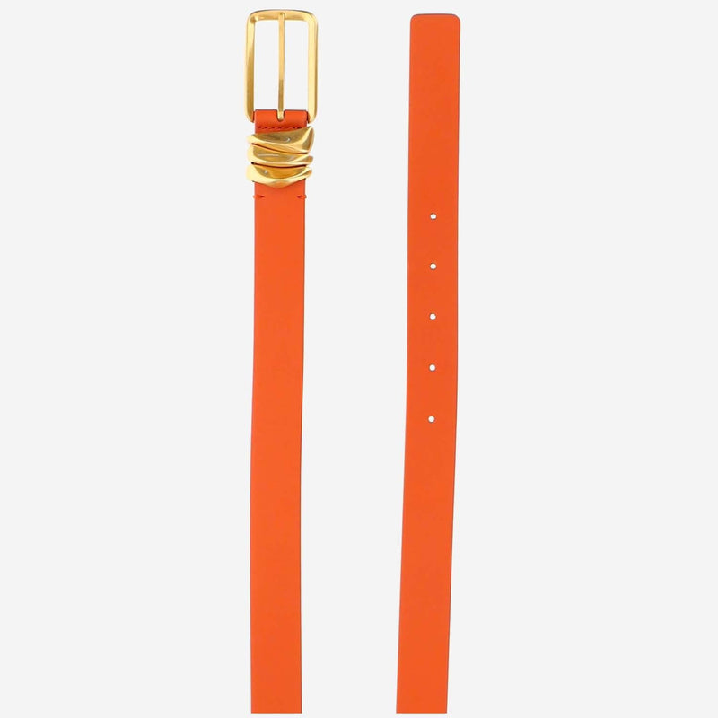 Bottega Veneta Metal Loop Belt — Orange Leather
