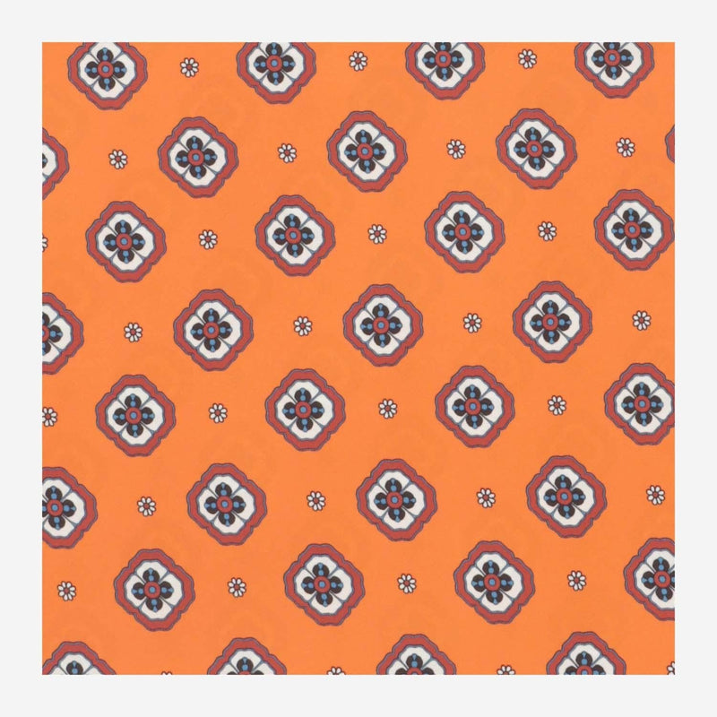 Alberto Biani Floral Pattern Silk Foulard Scarf — Orange Scarfs