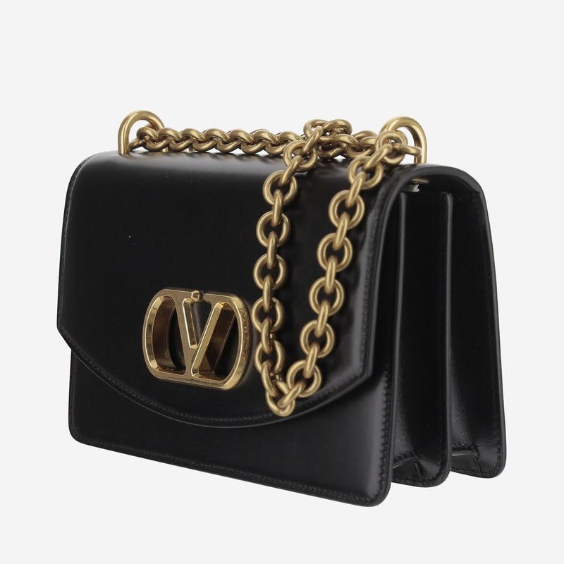 Valentino Garavani Chain-Strap Calfskin Shoulder Bag — Black