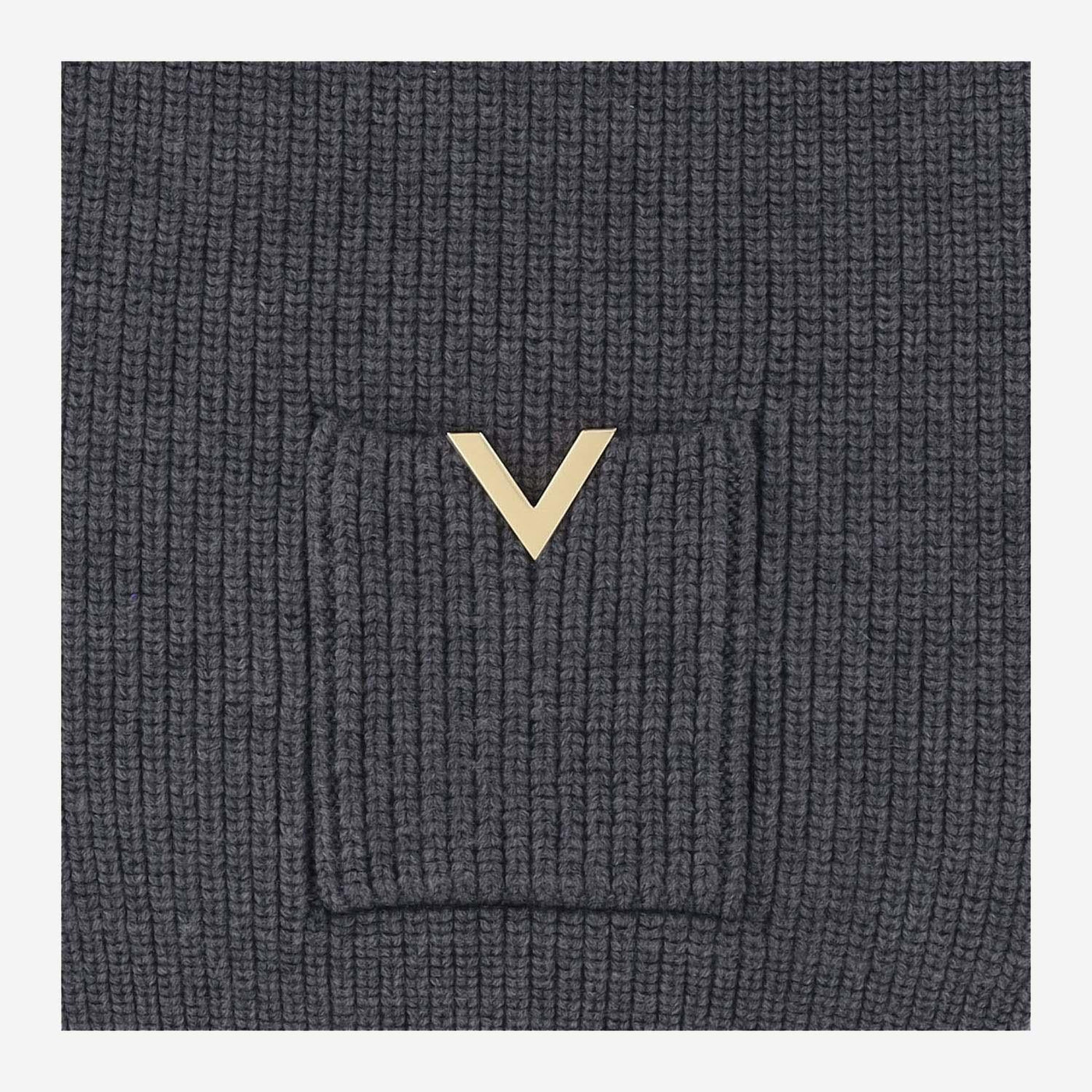 Valentino Garavani Wool Ribbed Scarf — Gray Scarfs