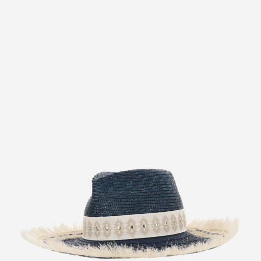 Ferruccio Vecchi 385981 Sun Hat — Navy Straw