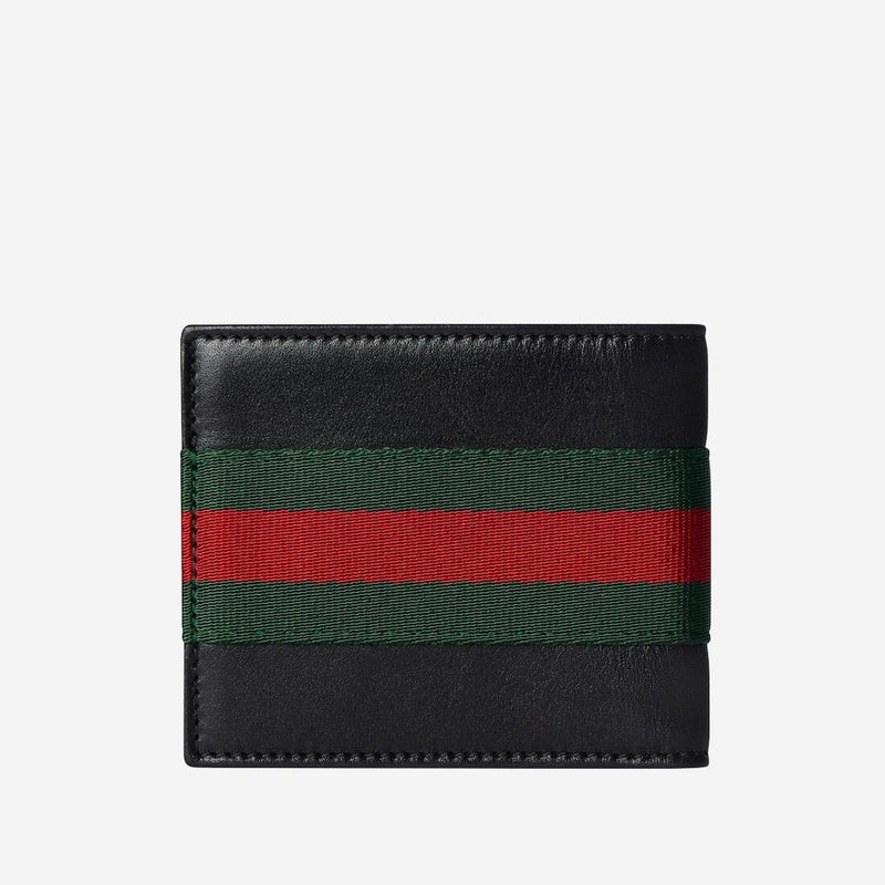 Gucci Web-Detail Leather Wallet — Black