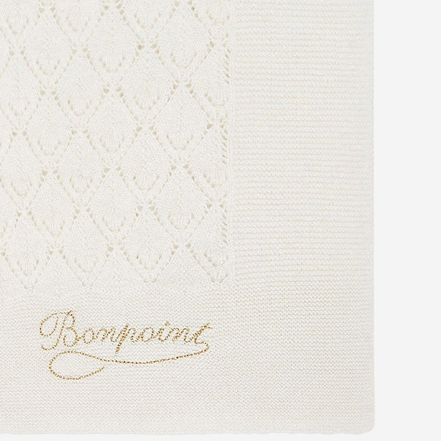 Bonpoint Wool Blend With Geometric Pattern Scarf — White Scarfs