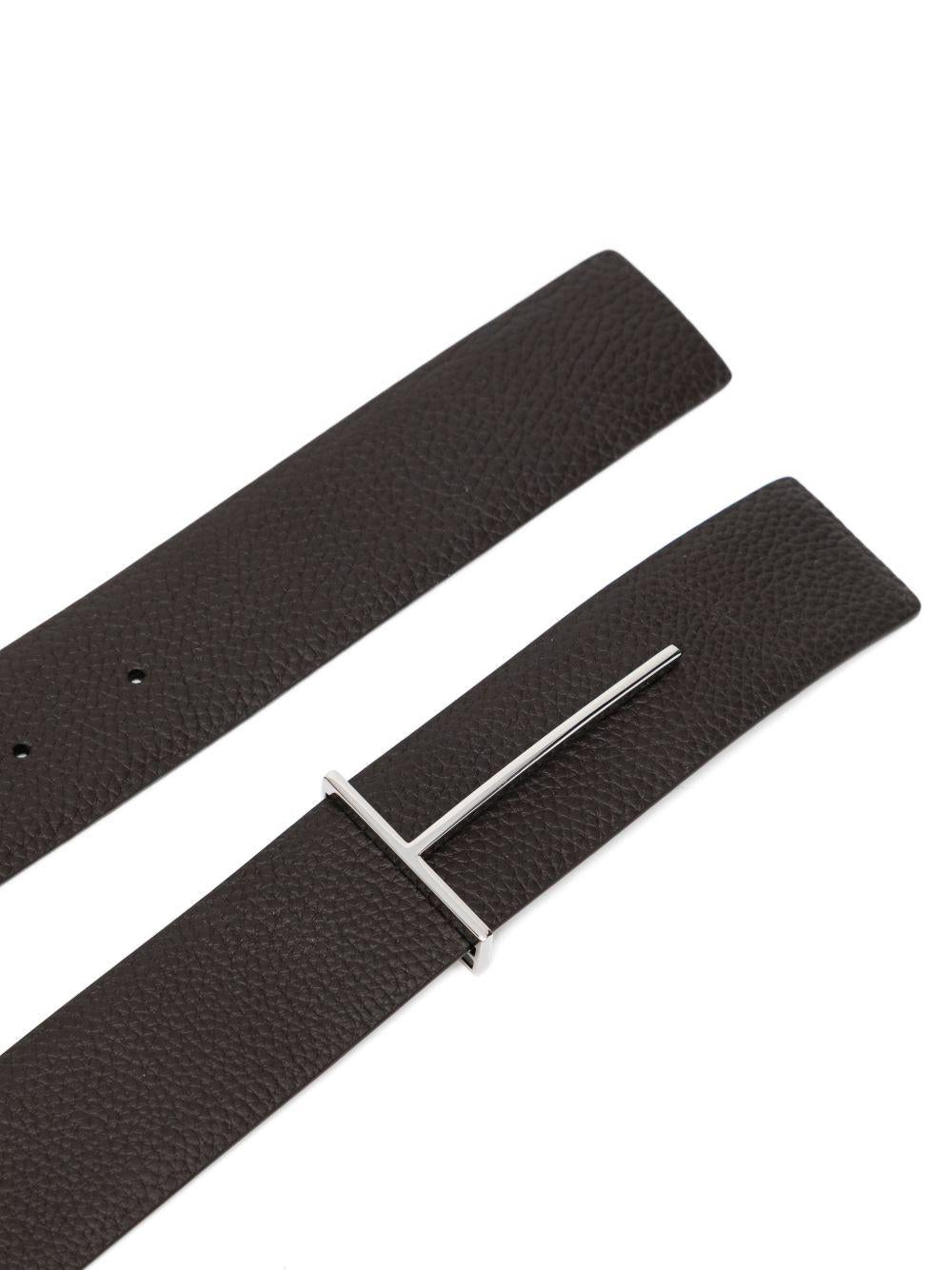 Tom Ford T Icon Belt — Black Calfskin