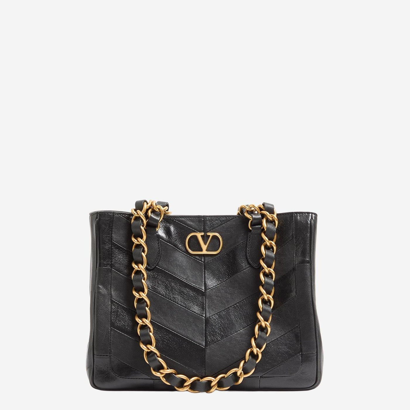 Valentino Garavani Chevron-Quilted Leather Shoulder Bag — Black