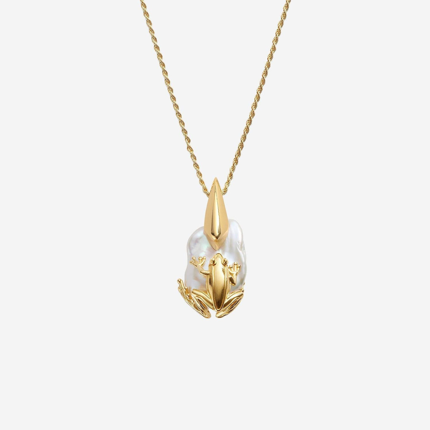 Bottega Veneta Freshwater Pearl Frog Necklace — White Sterling Silver Necklaces