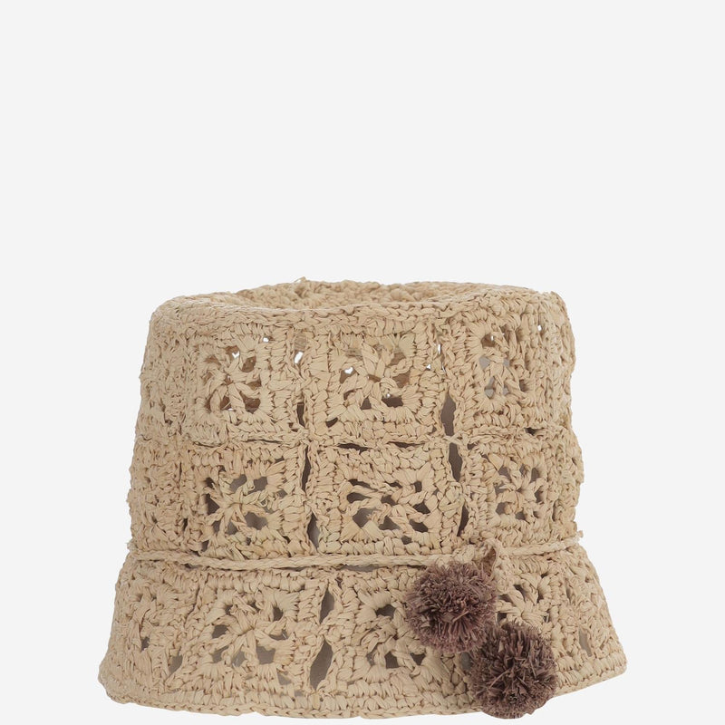Bonpoint S06gacw00002 Perforated Raffia Sun Hat — Beige