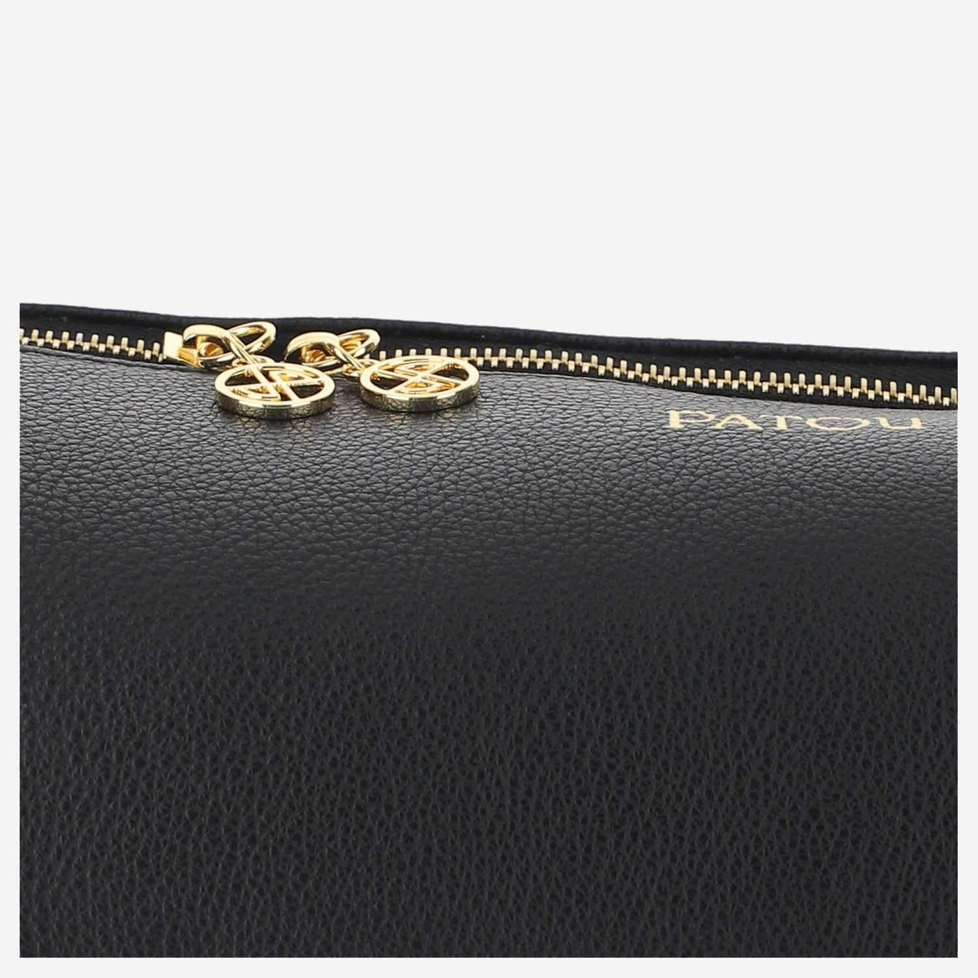 Patou Eco Leather Barrel Crossbody Bag — Black Polyurethane