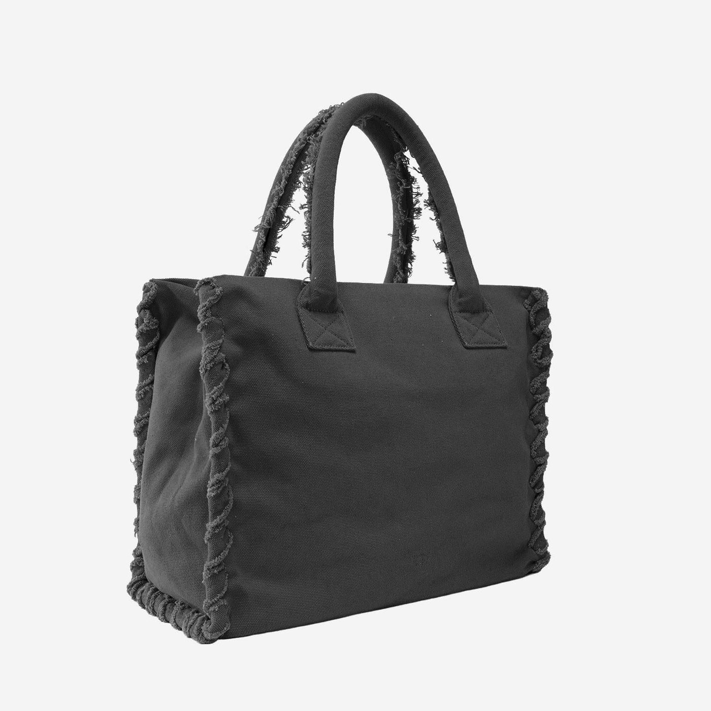 Pinko Fringed Cotton Tote Bag — Black