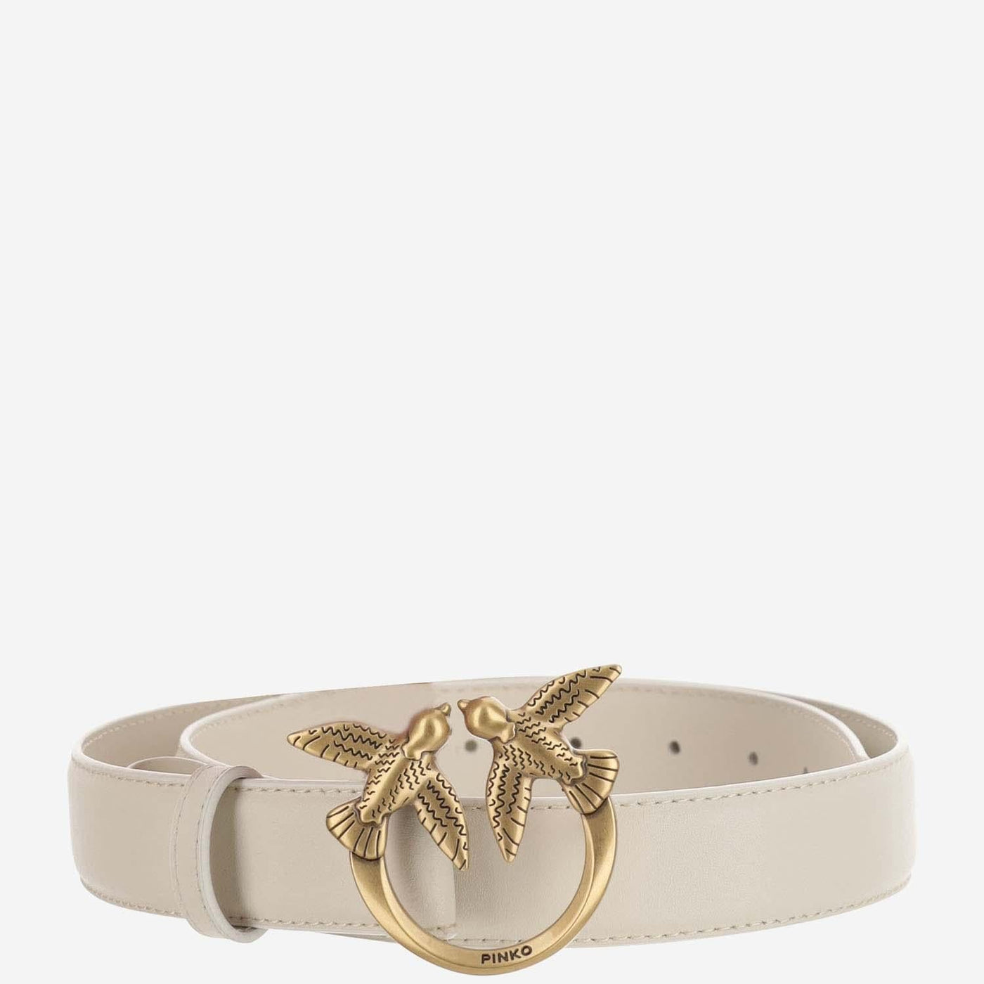 Pinko Love Berry Belt — White Leather