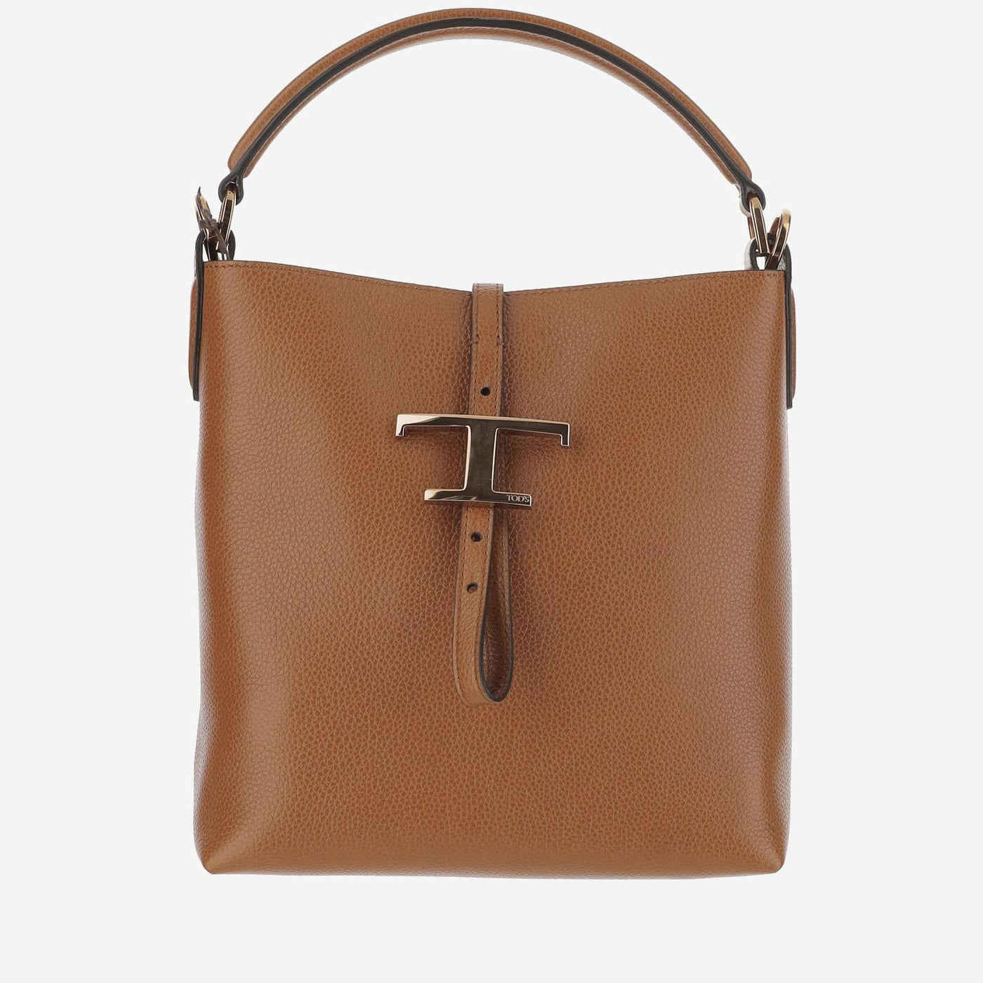 Tods T-Flap Leather Shoulder Bag — Brown Calf