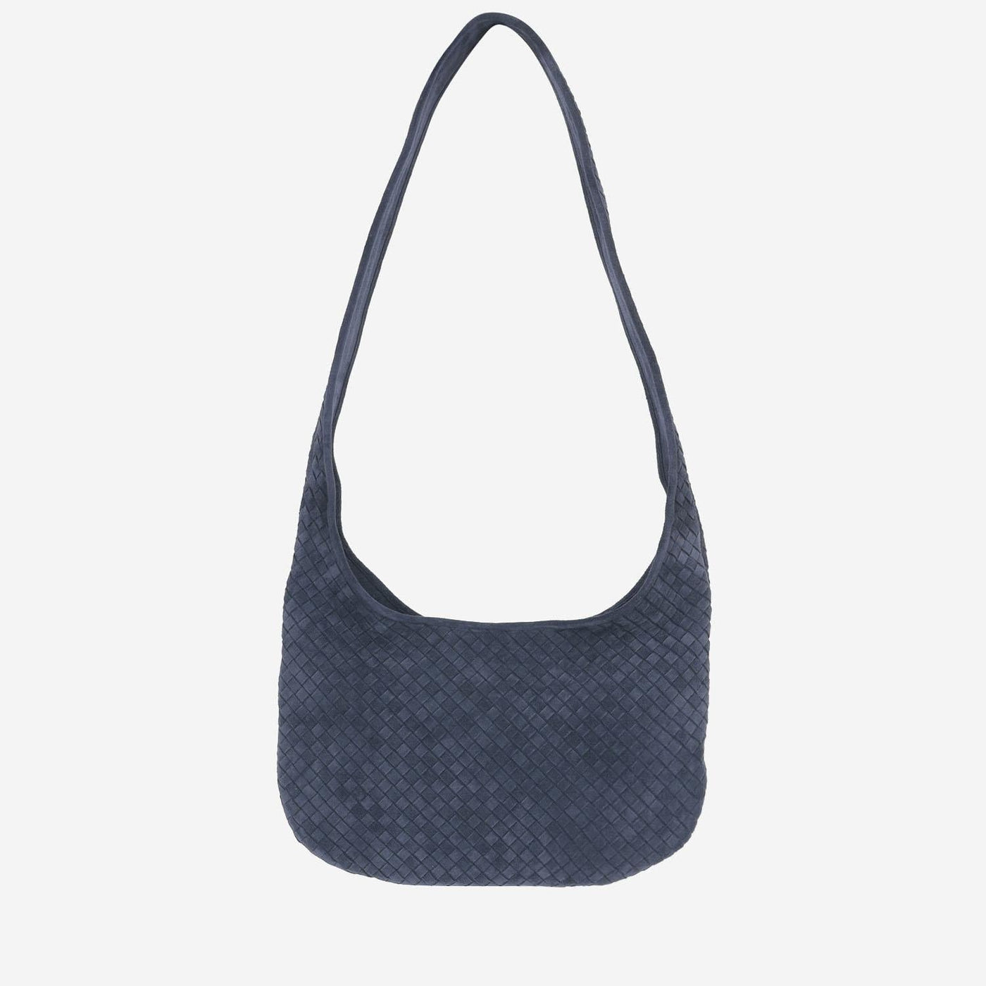 Bottega Veneta Interwoven Calfskin Shoulder Bag — Navy