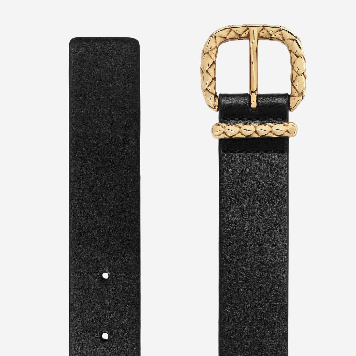 Bottega Veneta Coaxial Loop Belt — Black Leather