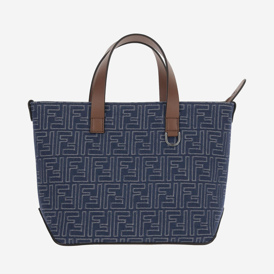 Fendi Ff Logo-Jacquard Cotton Tote Bag — Navy