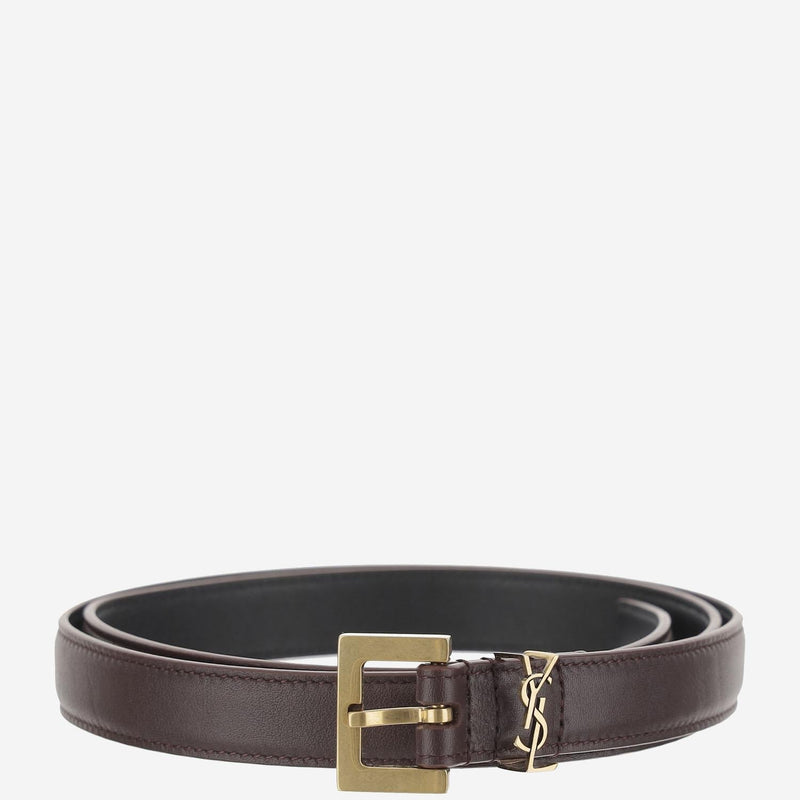 Saint Laurent Cassandre Belt — Brown Calfskin Leather