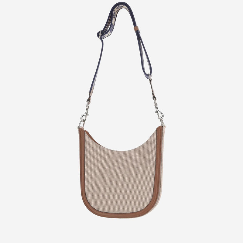Valentino Garavani Vlogo Shoulder Bag — Beige Cotton; Leather