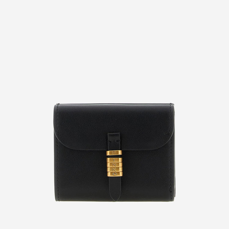 Pinko Leather Card Case Wallet — Black & Purses