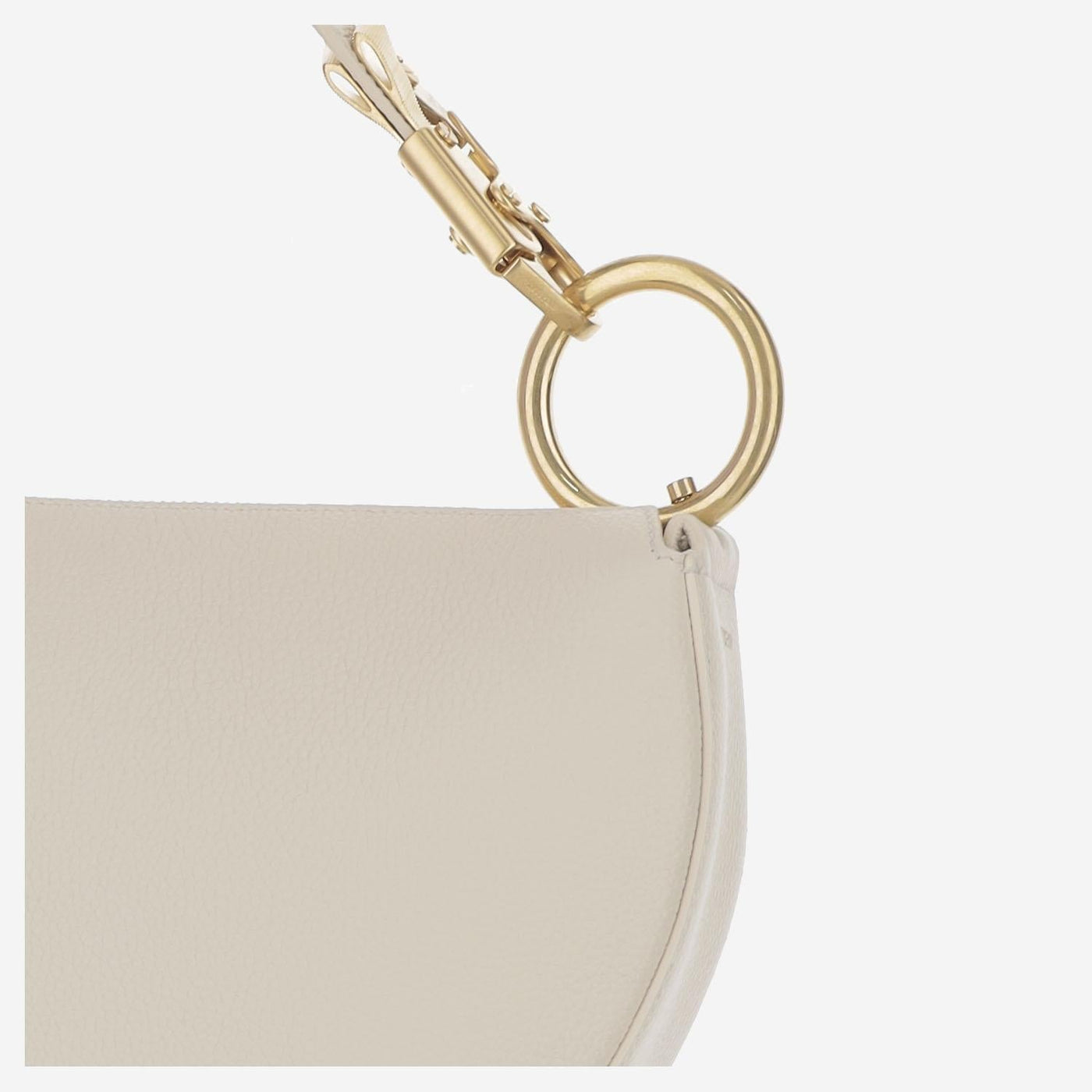Burberry Knight Arc Shoulder Bag — White Calf Grain Leather