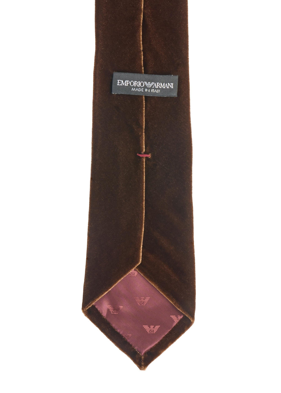 Emporio Armani Silk-Blend Chenille Necktie — Brown Viscose Neckties