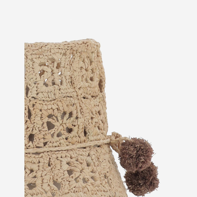 Bonpoint S06gacw00002 Perforated Raffia Sun Hat — Beige
