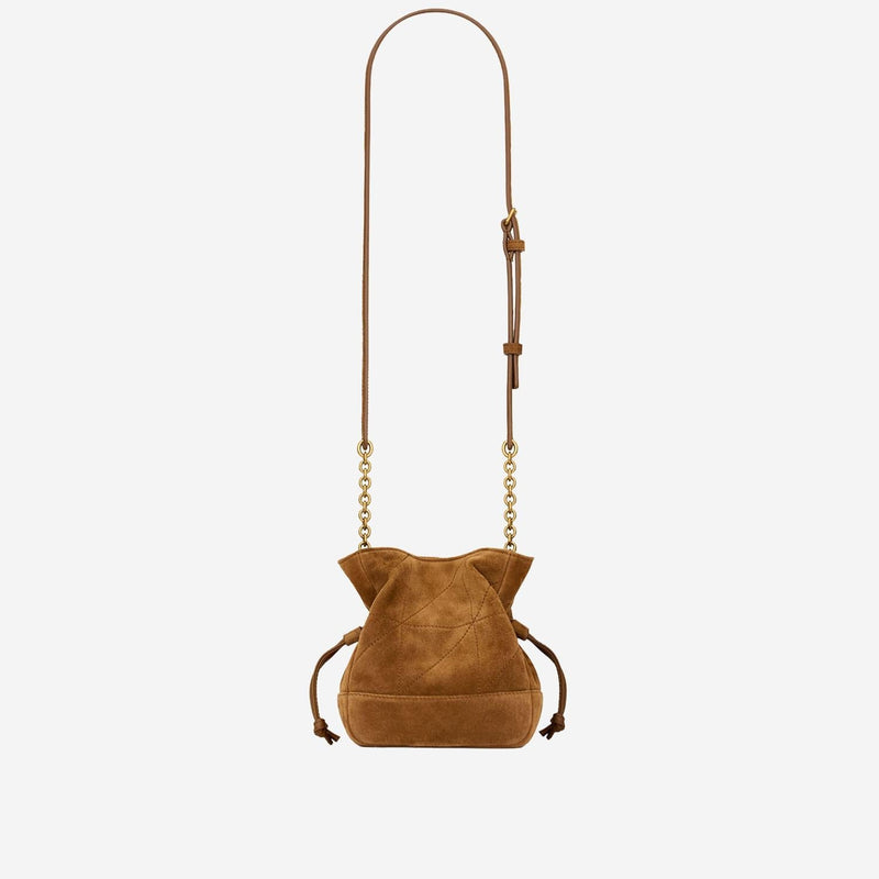 Saint Laurent Suede Drawstring Shoulder Bag — Brown Leather