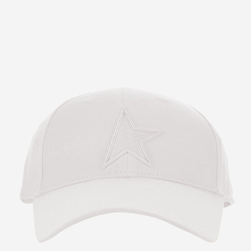 Golden Goose Gup01038 Embroidered Star Cotton Baseball Cap — White Caps