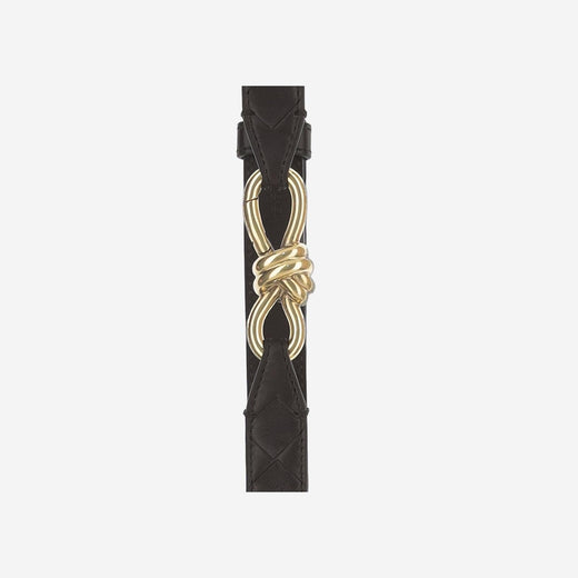 Bottega Veneta Golden Knot Buckle Belt — Brown Leather
