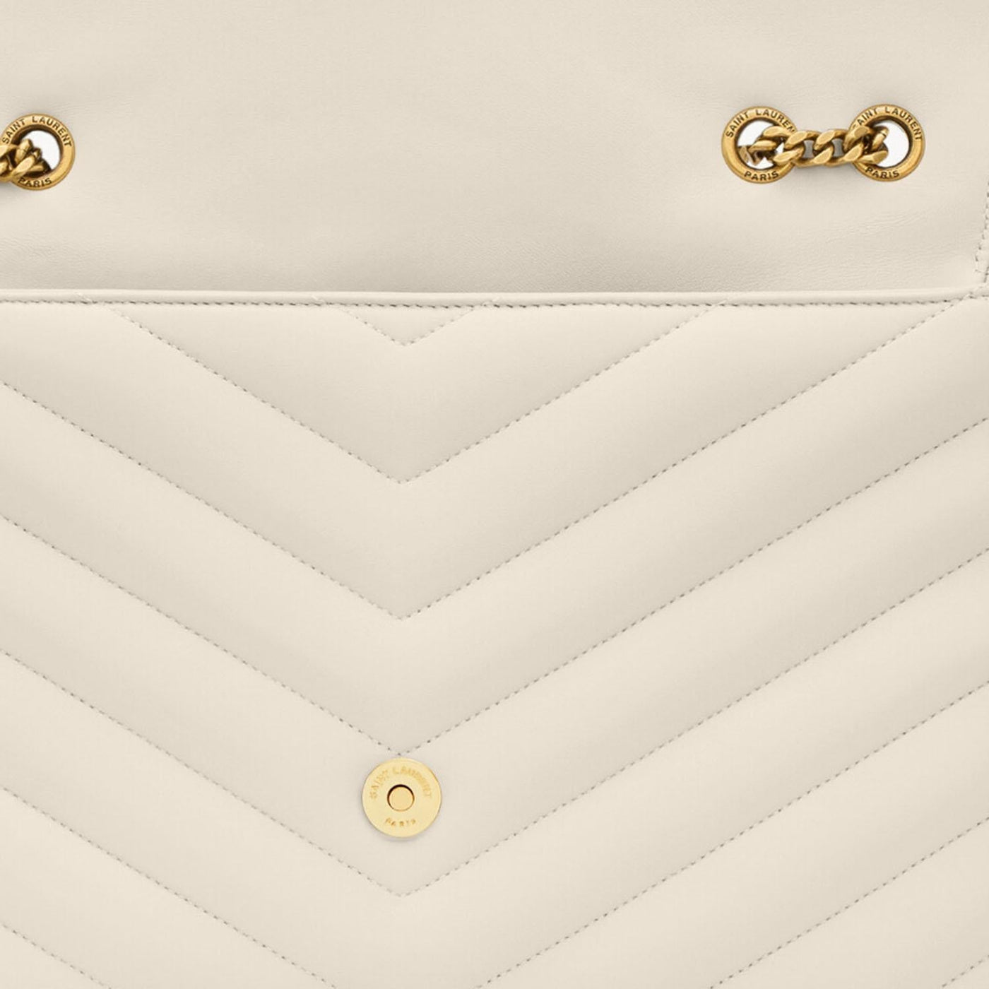 Saint Laurent Quilted Lambskin Shoulder Bag — White Leather