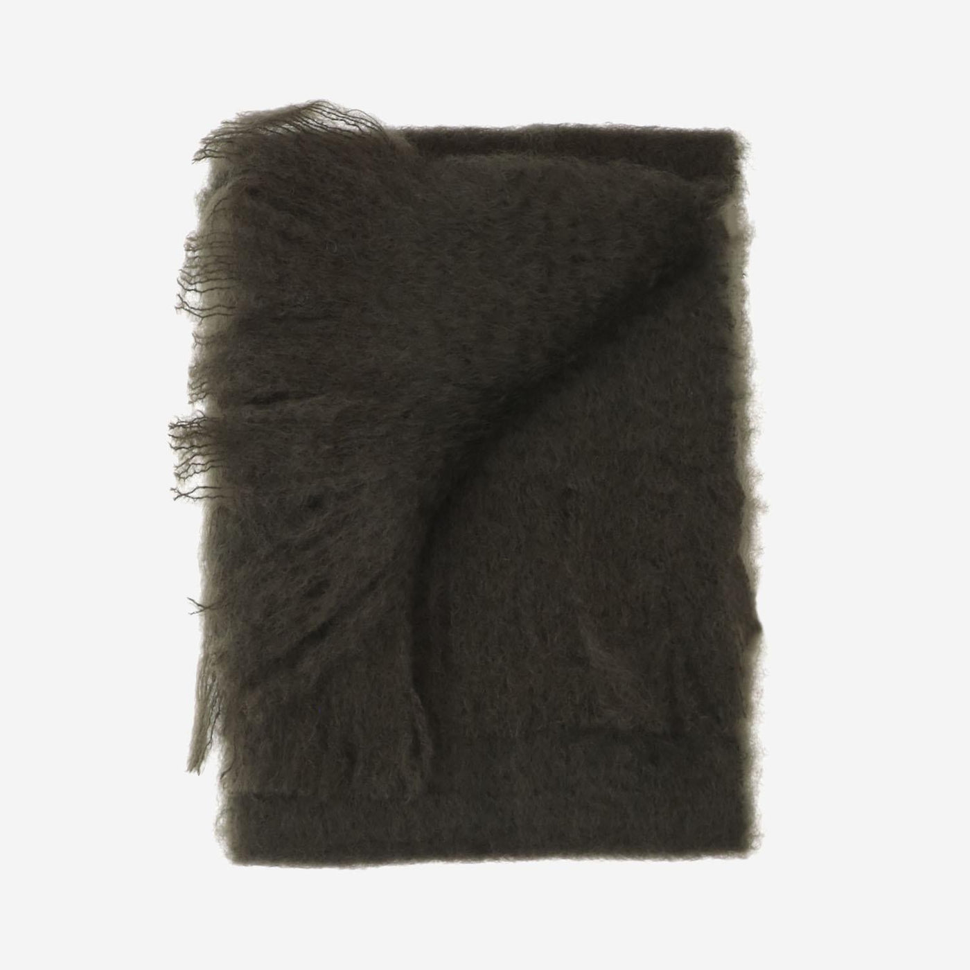 Jil Sander Mohair-Blend With Fringed Edges Scarf — Green Scarfs