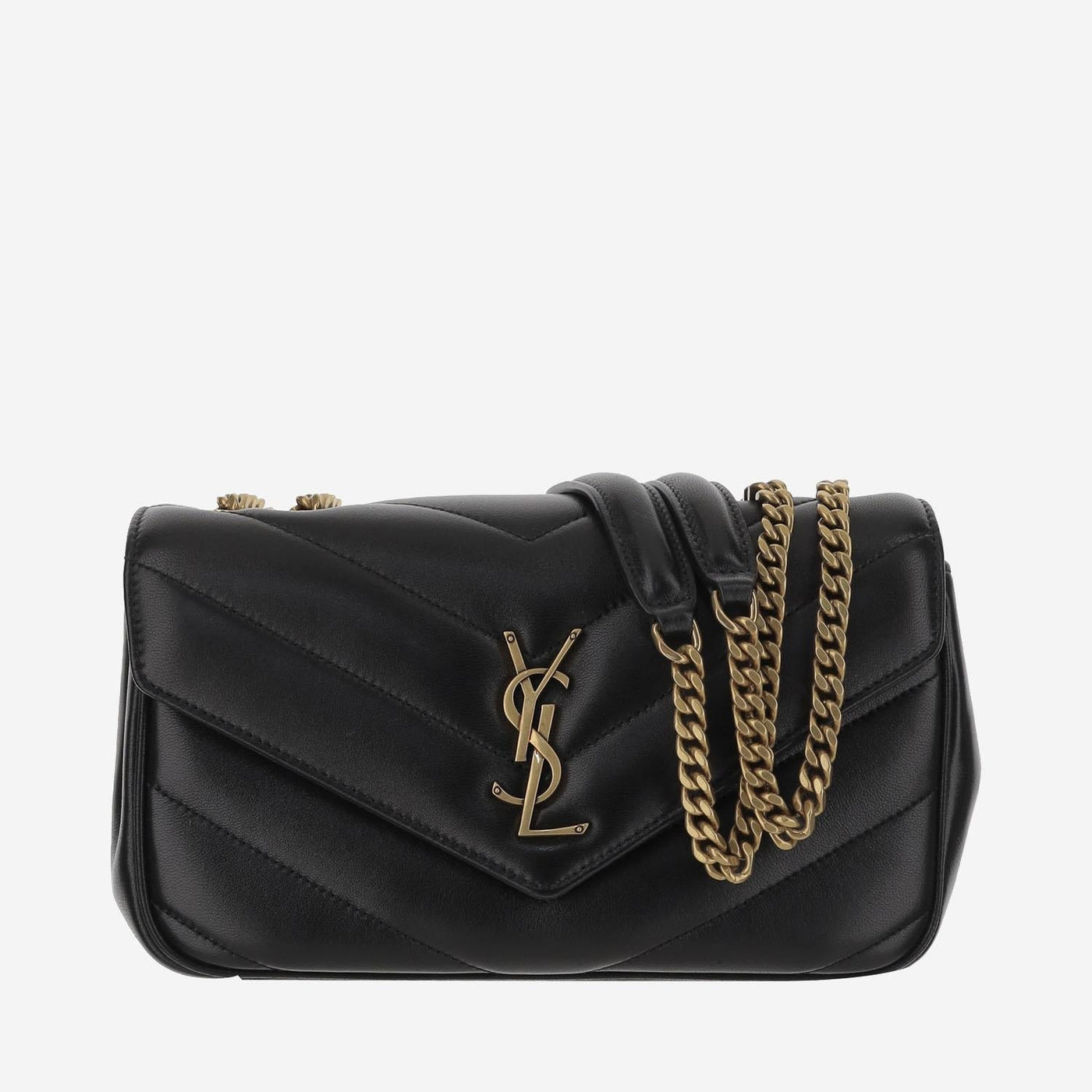 Saint Laurent Loulou Shoulder Bag — Black Lambskin