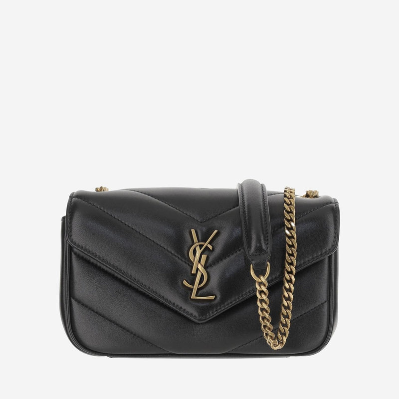Saint Laurent Shoulder Bag — Black Lambskin Leather
