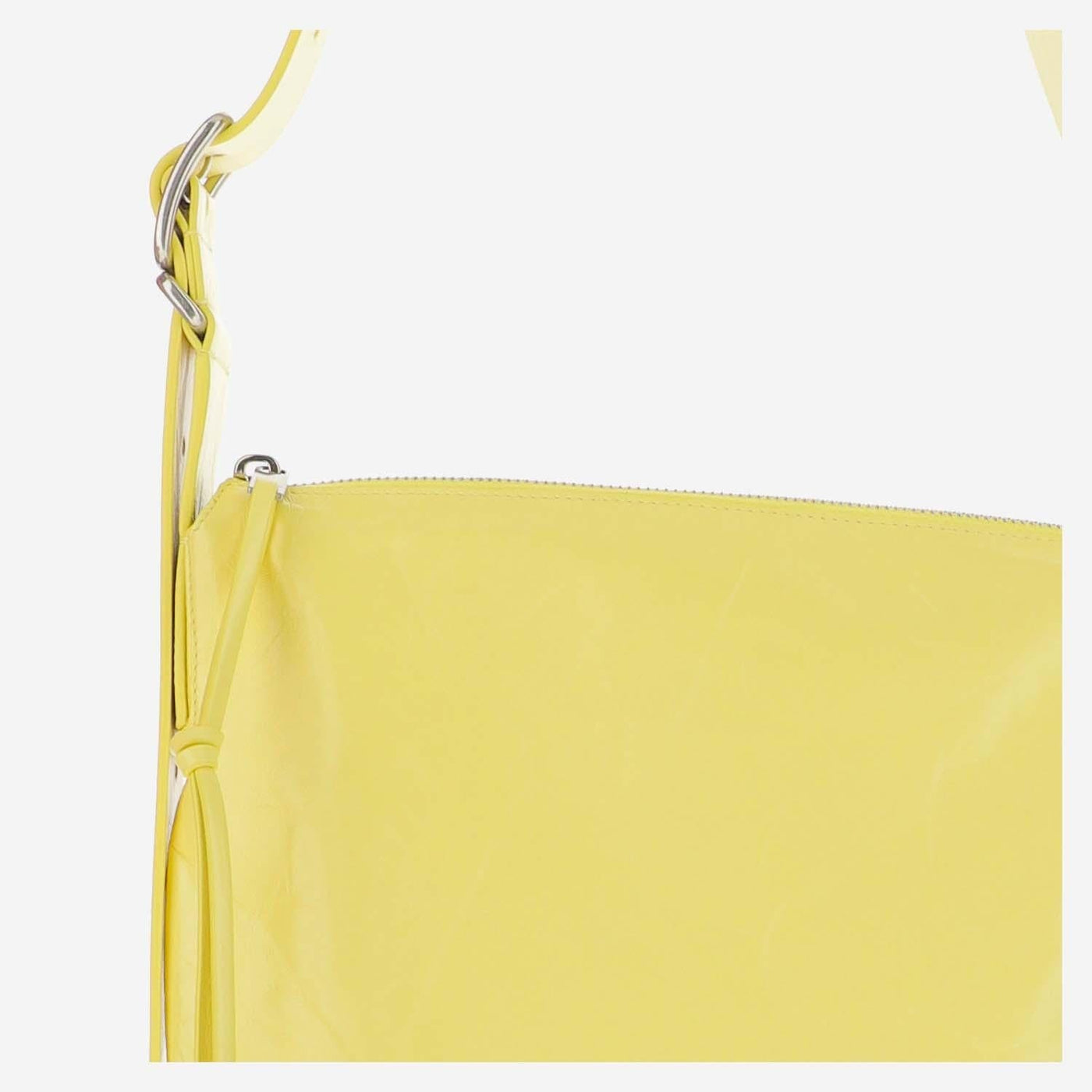 Jil Sander Crinkled Calfskin Shoulder Bag — Yellow