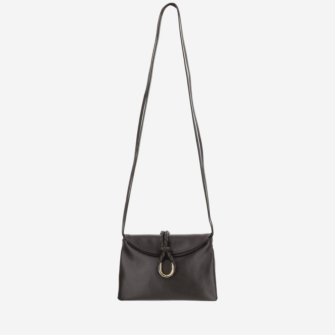 Bottega Veneta Freedom Shoulder Bag — Brown Calfskin