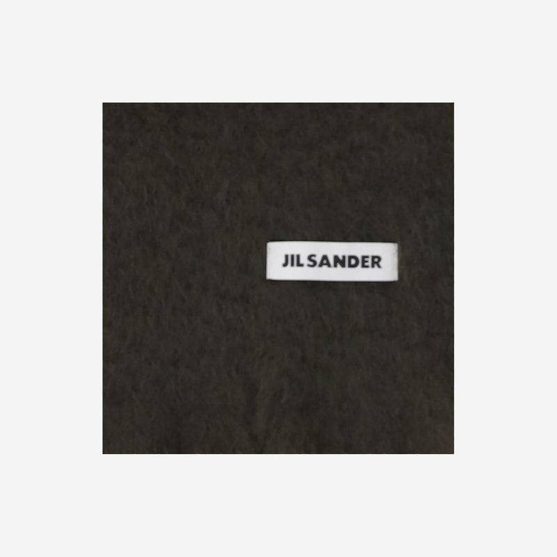 Jil Sander Mohair-Blend With Fringed Edges Scarf — Green Scarfs