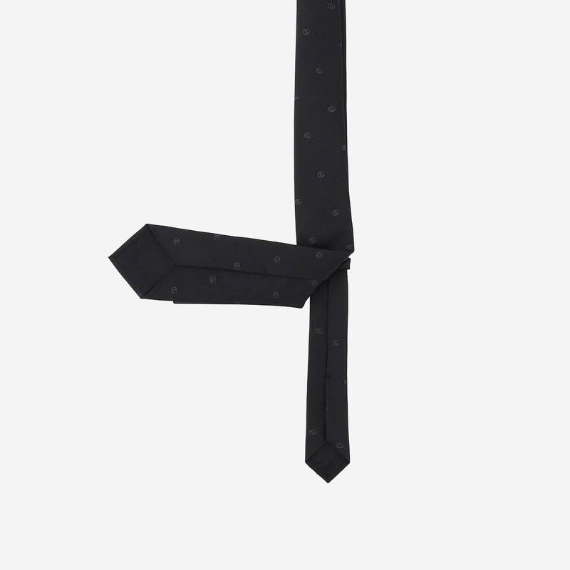 Gucci Silk Jacquard Double Gg Necktie — Black Neckties