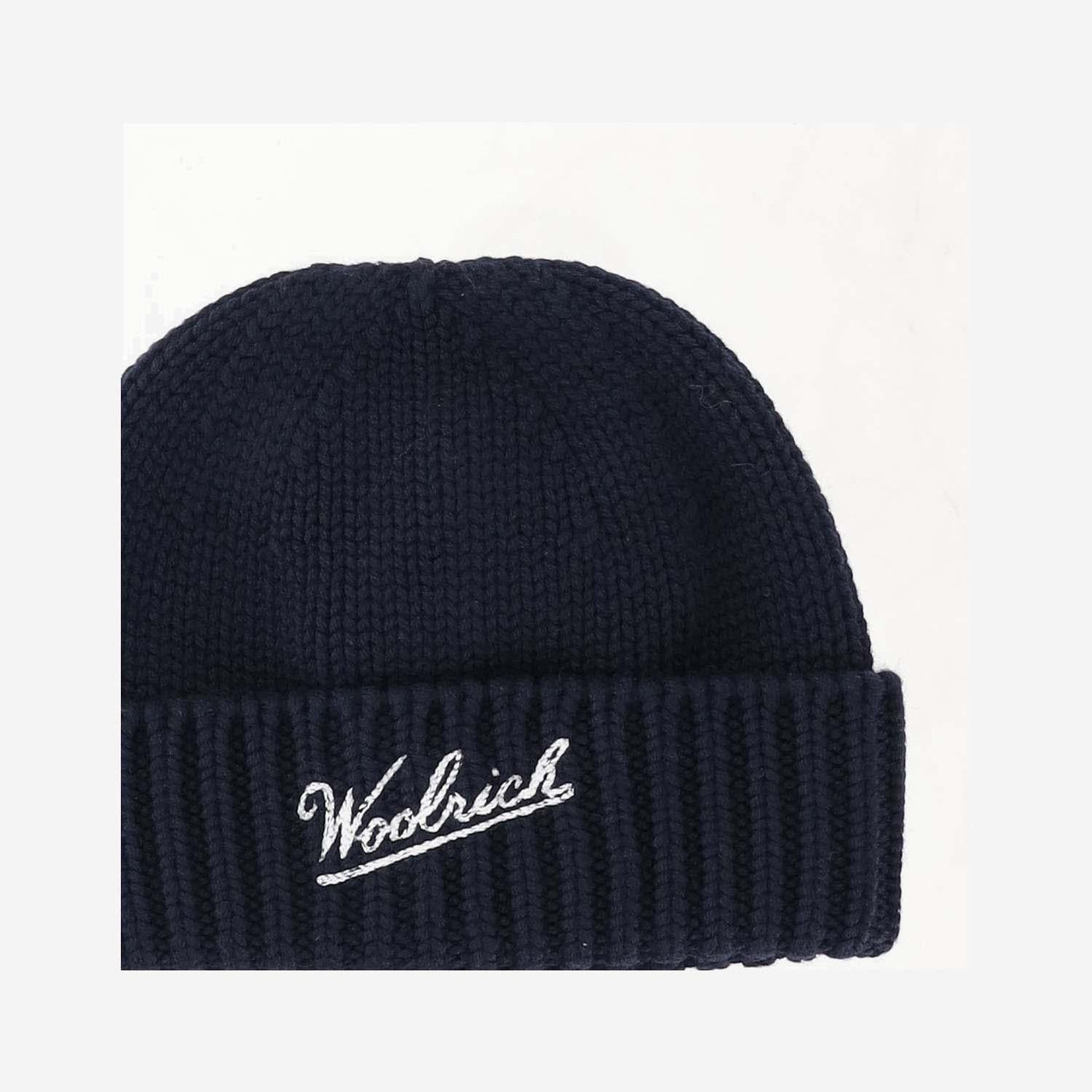 Woolrich Cfwoac0288mruf0428 Virgin Wool Ribbed Beanie — Navy Beanies