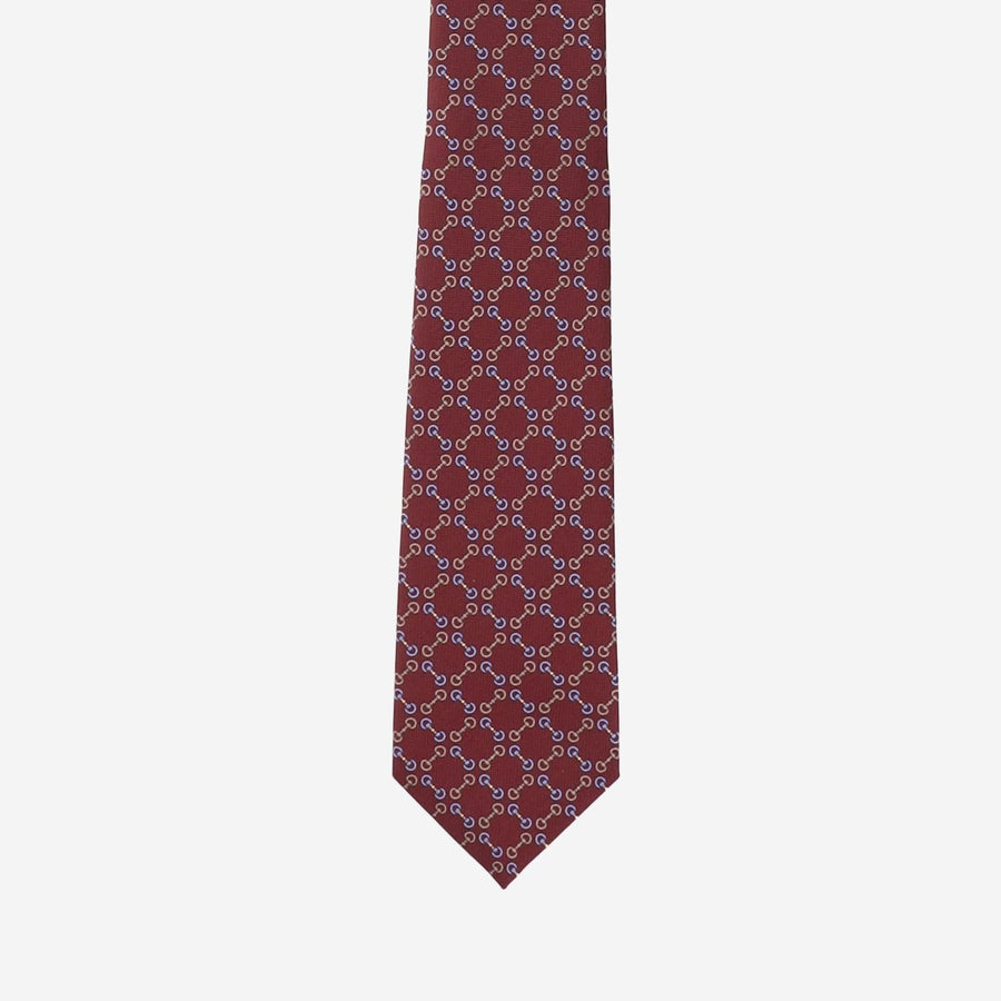 Gucci Jacquard Silk Morsetto Print Necktie — Red Neckties