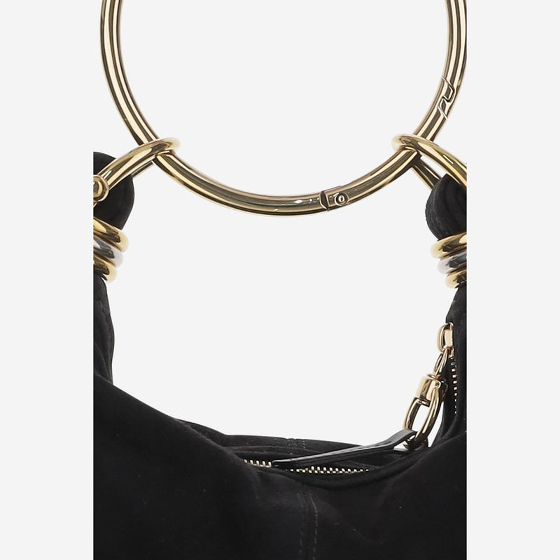 Chloé Bracelet Hobo Bag — Black Goat Suede (capra Hircus)