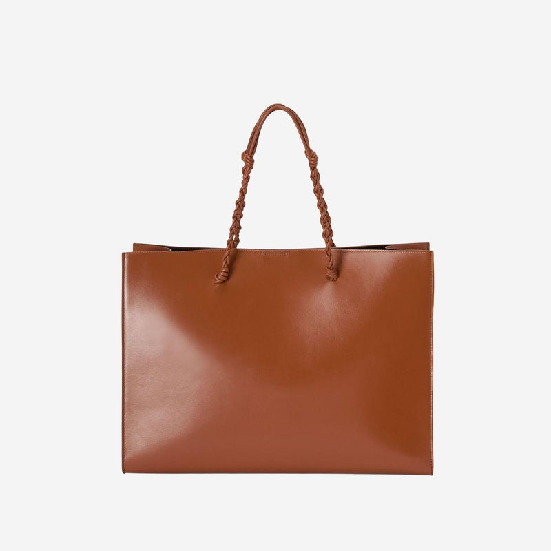 Jil Sander Hand-Knotted Leather Tote Bag — Brown