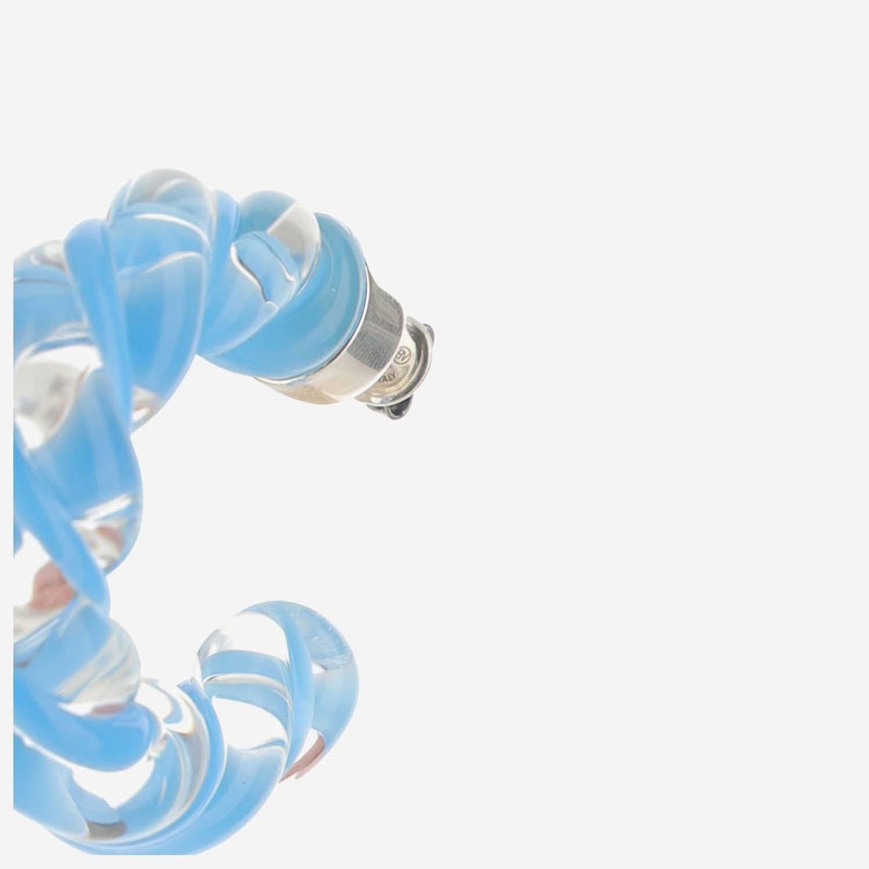 Bottega Veneta Twisted Glass Hoop Earrings — Blue