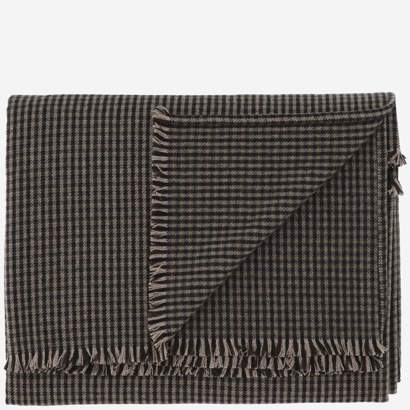 Saint Laurent Vichy Pattern Wool Blend Scarf — Gray Scarfs