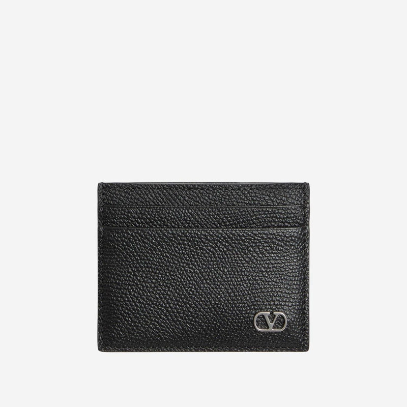 Valentino Garavani Grained Leather Card Case — Black Wallets & Cardholders