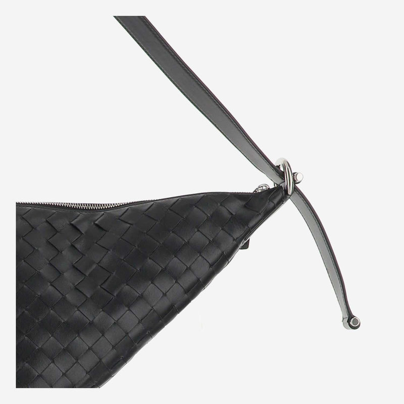 Bottega Veneta Virgule Shoulder Bag — Black Calfskin