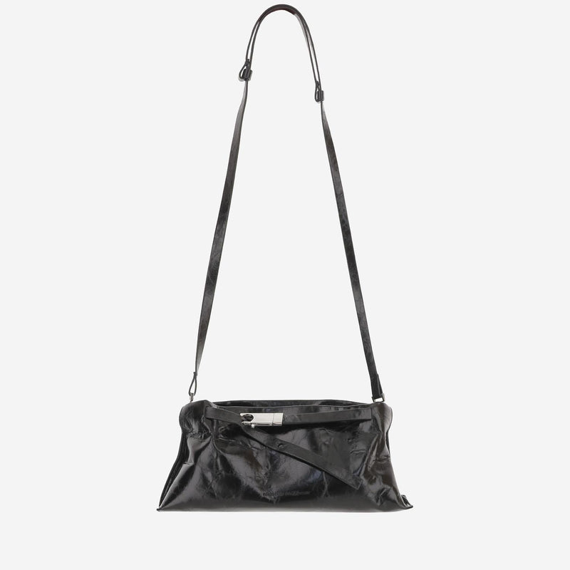 Benedetta Bruzziches Glossy Calfskin Shoulder Bag — Black Leather