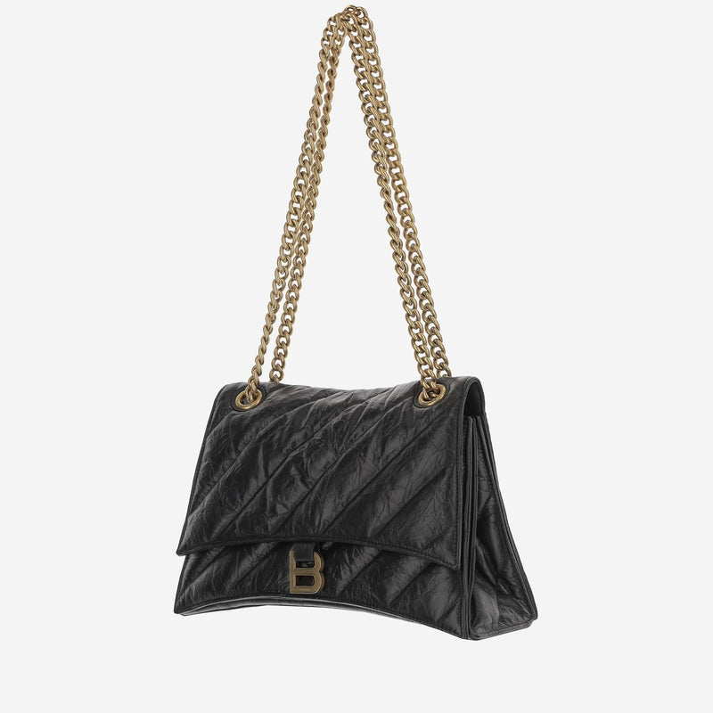 Balenciaga Crush Shoulder Bag — Black Calfskin