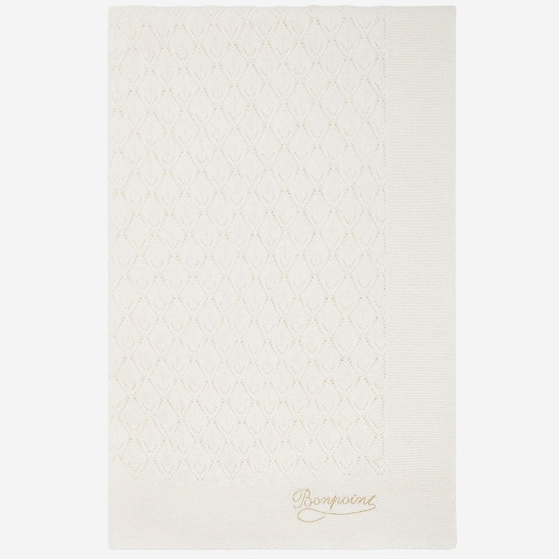 Bonpoint Wool Blend With Geometric Pattern Scarf — White Scarfs